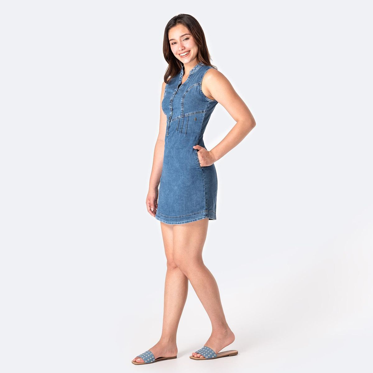 PIONIER - Vestido Jean Corto Algodón Mujer Pionier