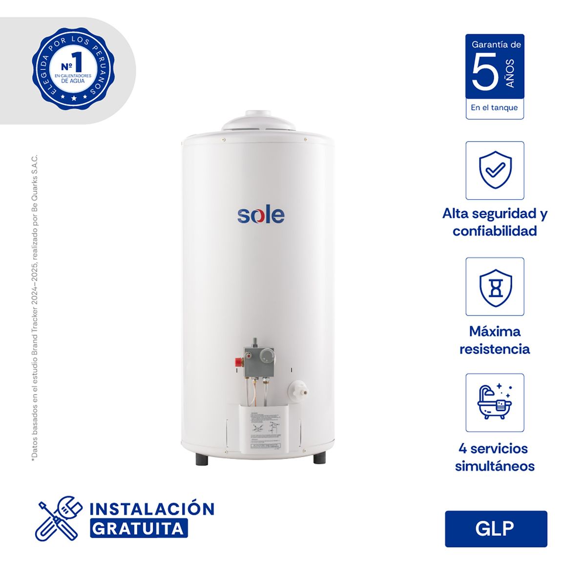 Sole - Termotanque Sole Glp Tipo A 75l C/acc