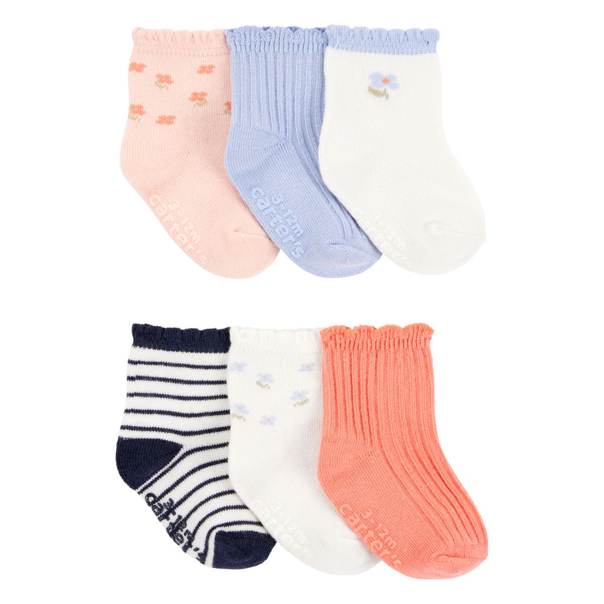 CARTER'S - Medias Bebé Niña Pack X6 Algodón Carters