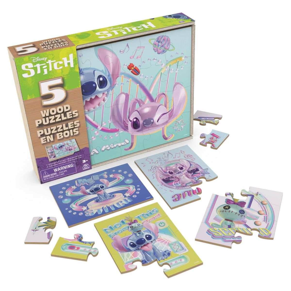 SPIN GAMES - PACK X5 ROMPECABEZAS DE MADERA STITCH STITCH