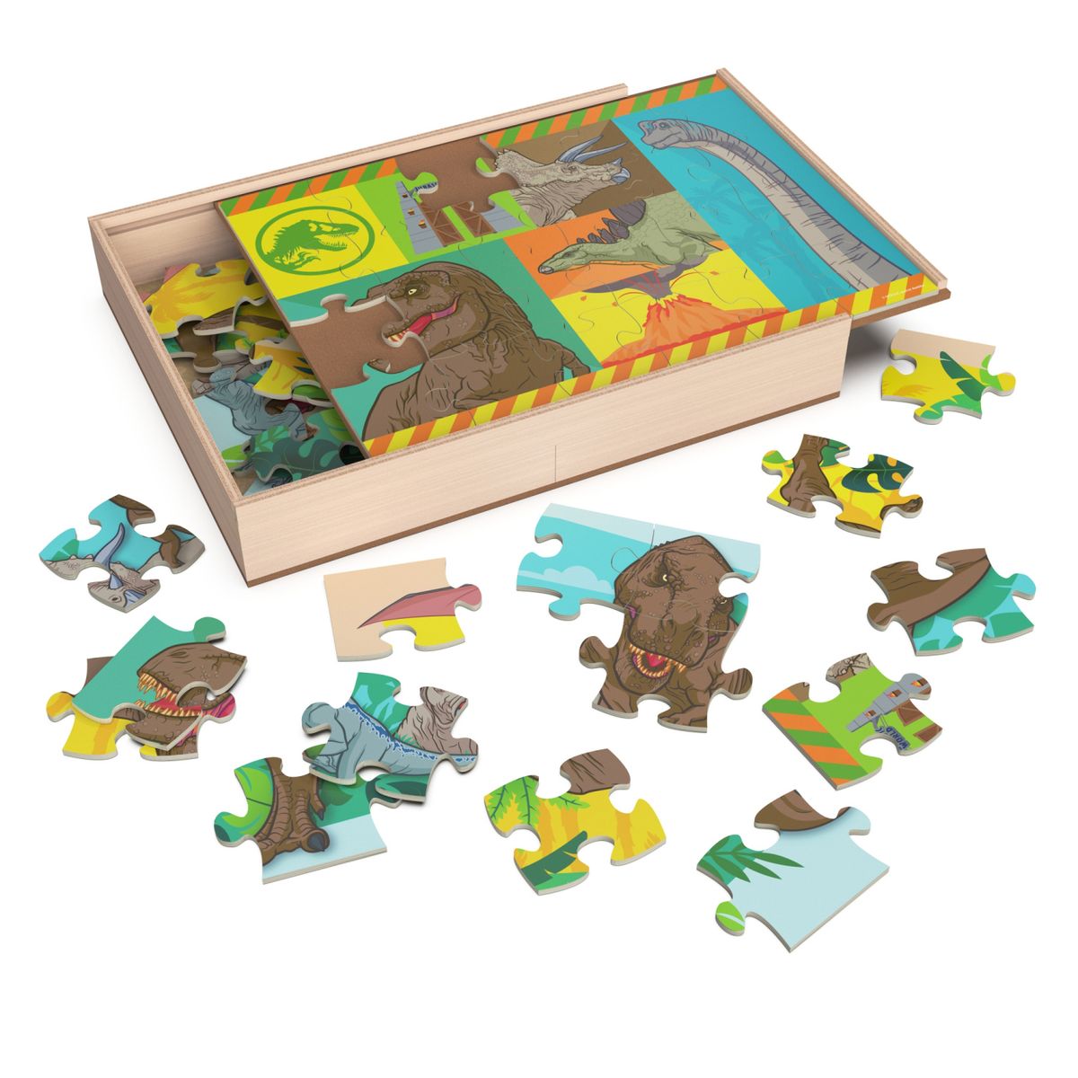 SPIN GAMES - Pack X3 Rompecabezas De Madera Jurásic Spin Master Games  