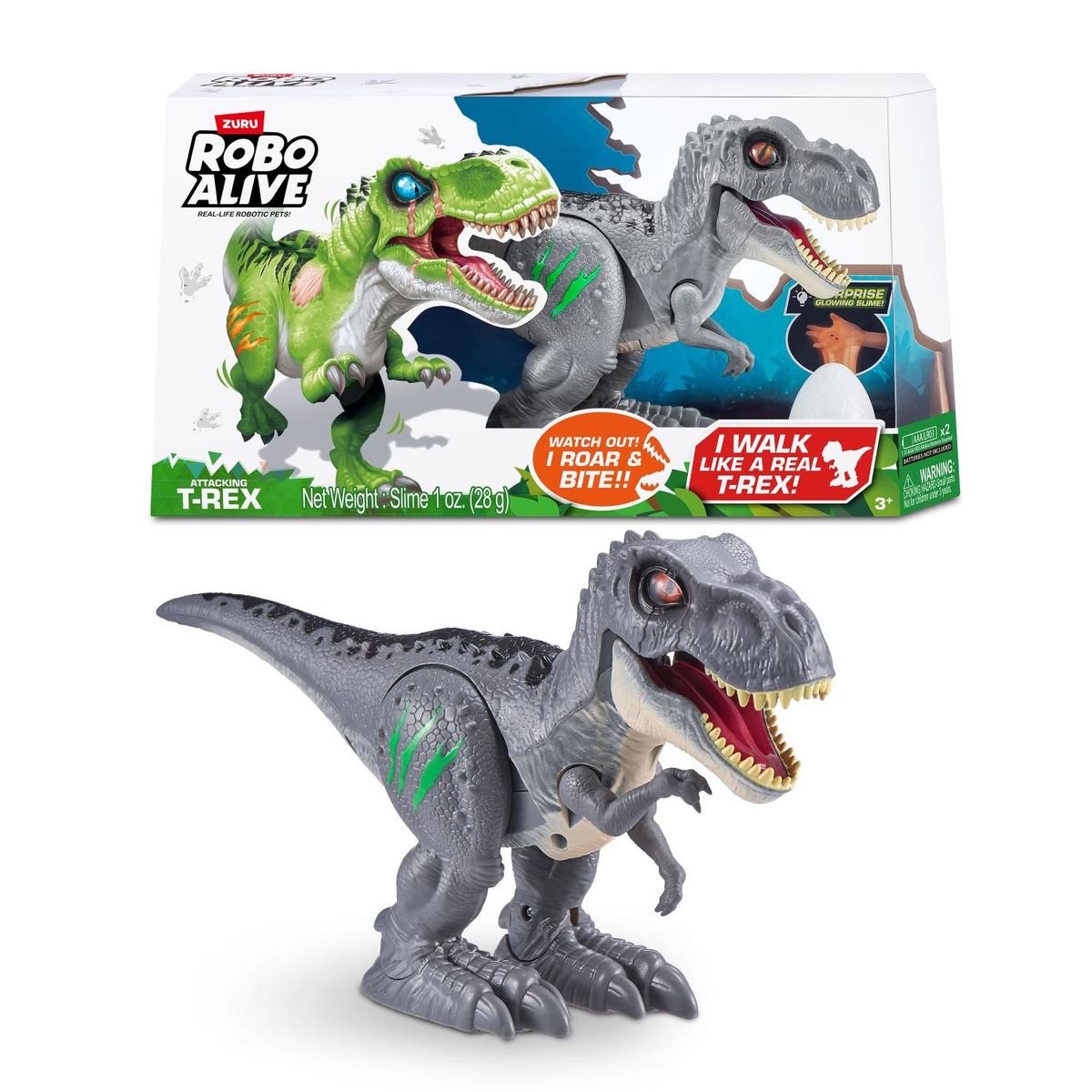 ROBO ALIVE - Robot Dinosaurio T-rex Con Luces Y Sonido Asst Robo Alive