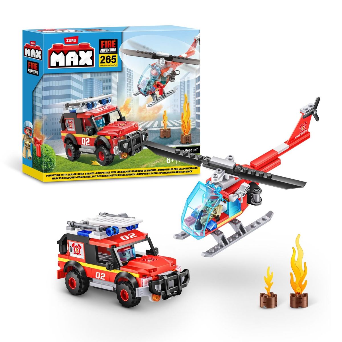 MAX BUILD MORE - Set de Juego Bloques Rescate De Incendio 265pz Max
