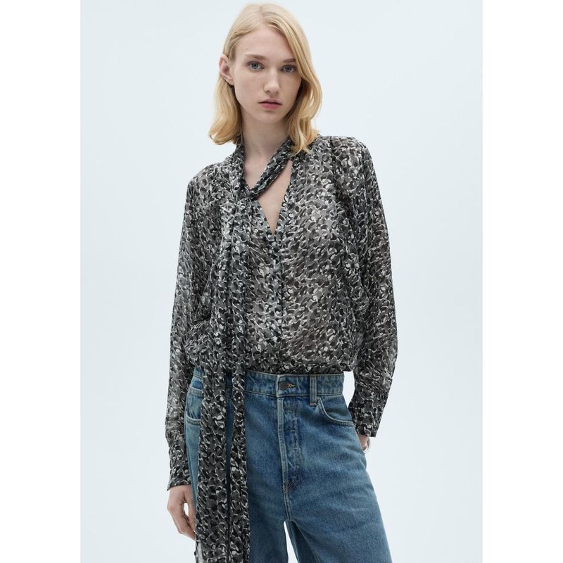 MANGO - Blusa Manga Larga Casual Mujer Mango