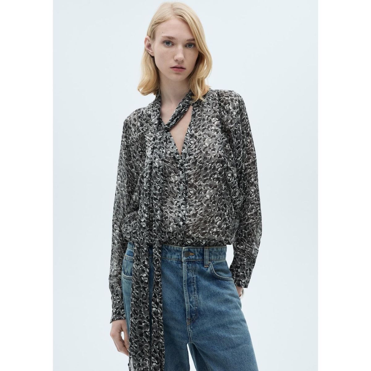 MANGO - Blusa Manga Larga Casual Mujer Mango