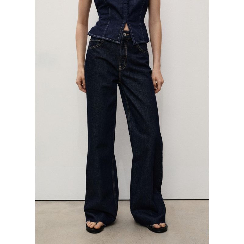 MANGO - Jean Wide 100% Algodón Mujer Mango