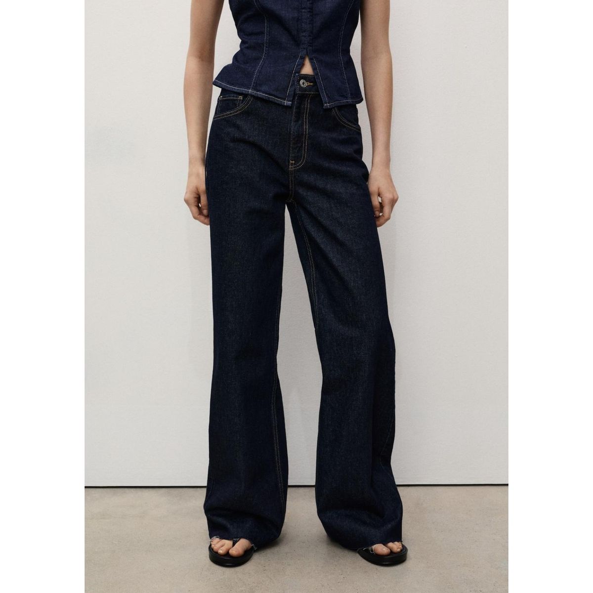 MANGO - Jean Wide 100% Algodón Mujer Mango