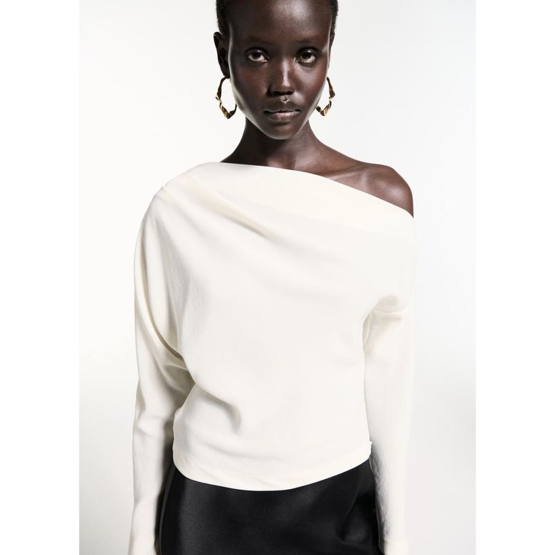 MANGO - Blusa Manga Larga Casual Mujer Mango