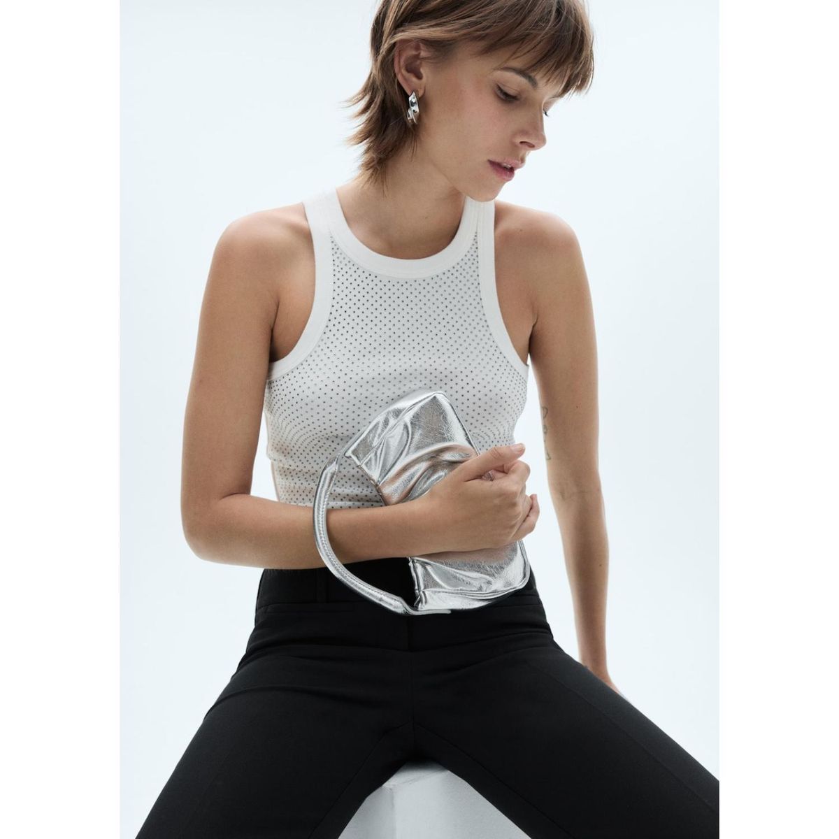 MANGO - Top Sin Mangas Algodón Mujer Mango