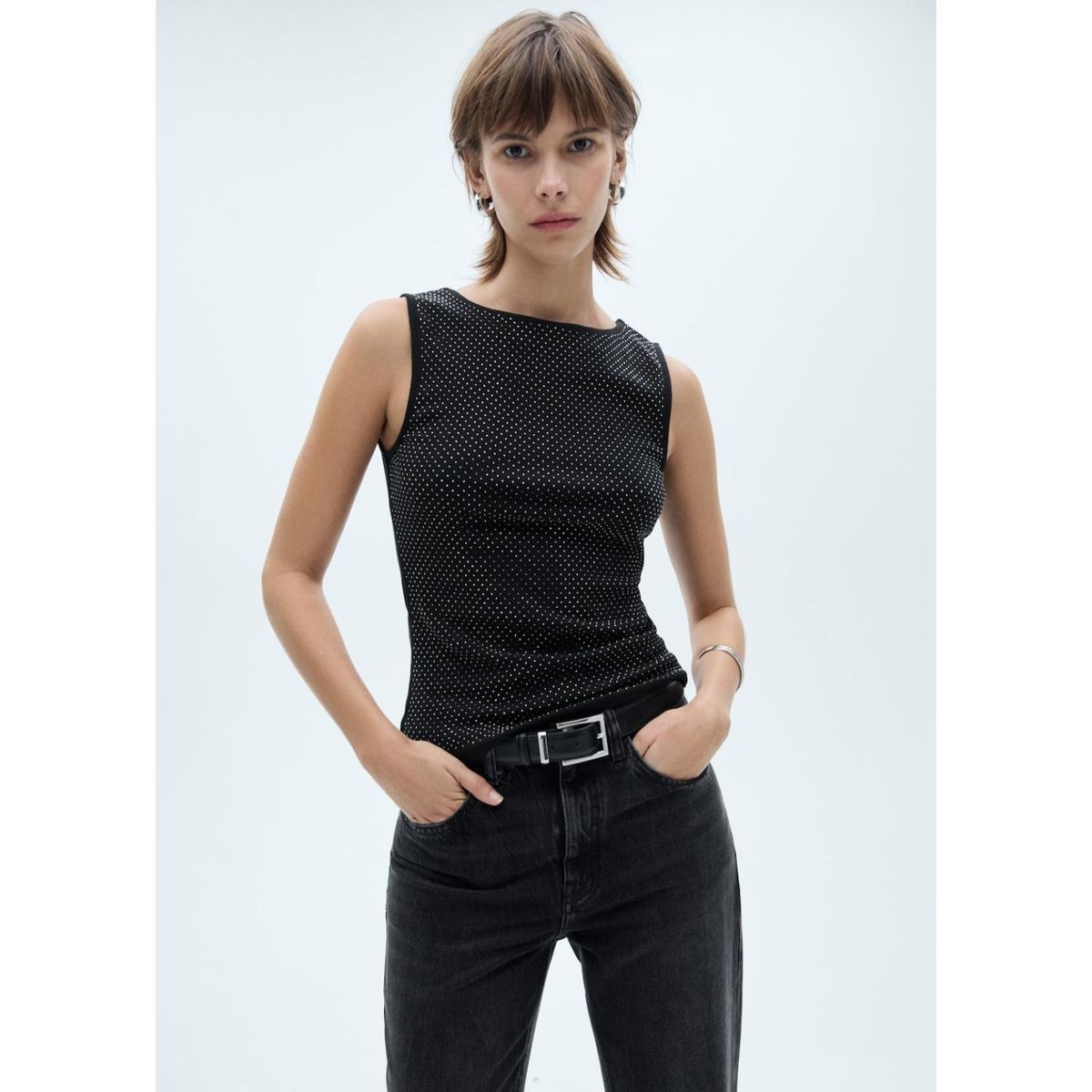 MANGO - Top Sin Mangas Algodón Mujer Mango