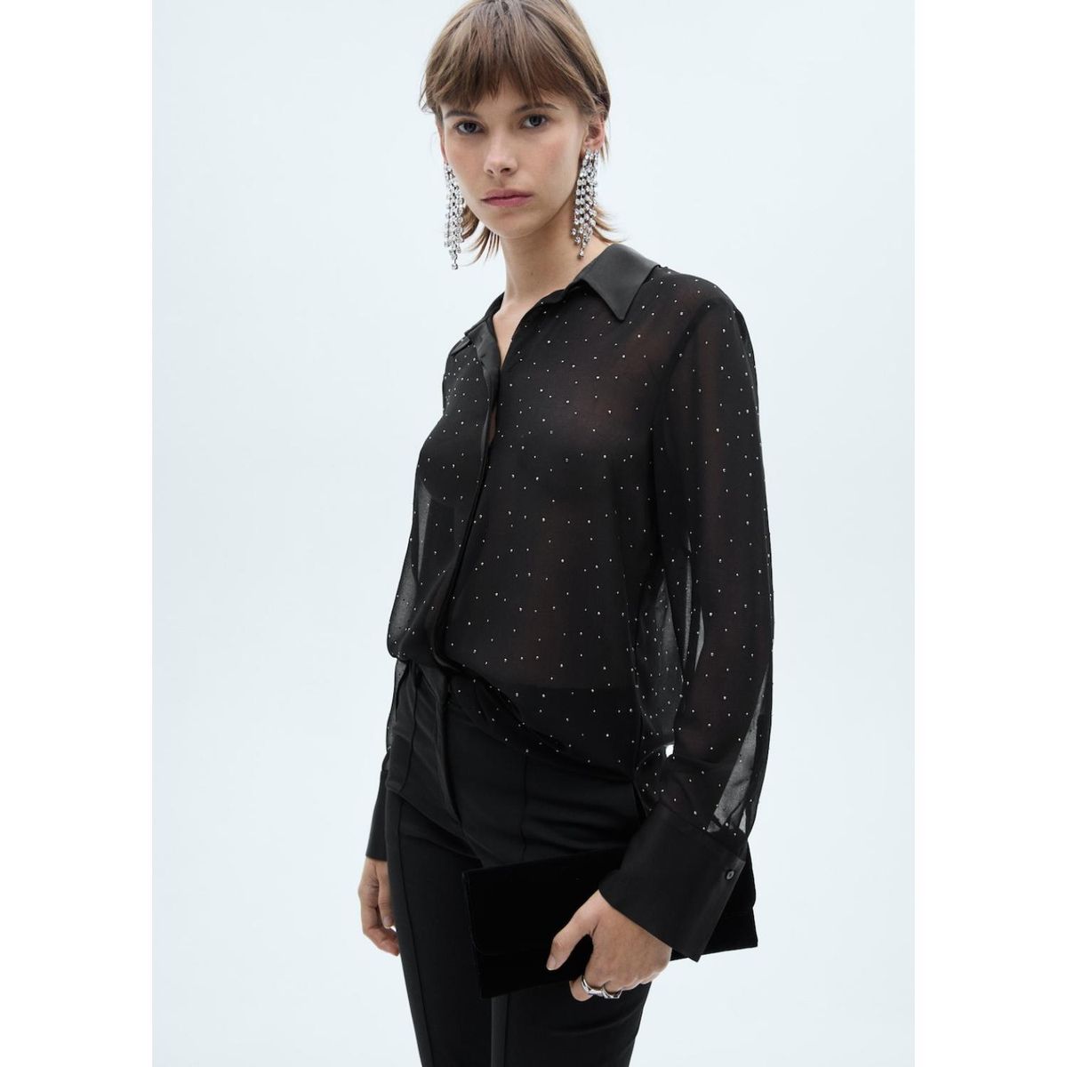 MANGO - Camisa Manga Larga Casual Mujer Mango