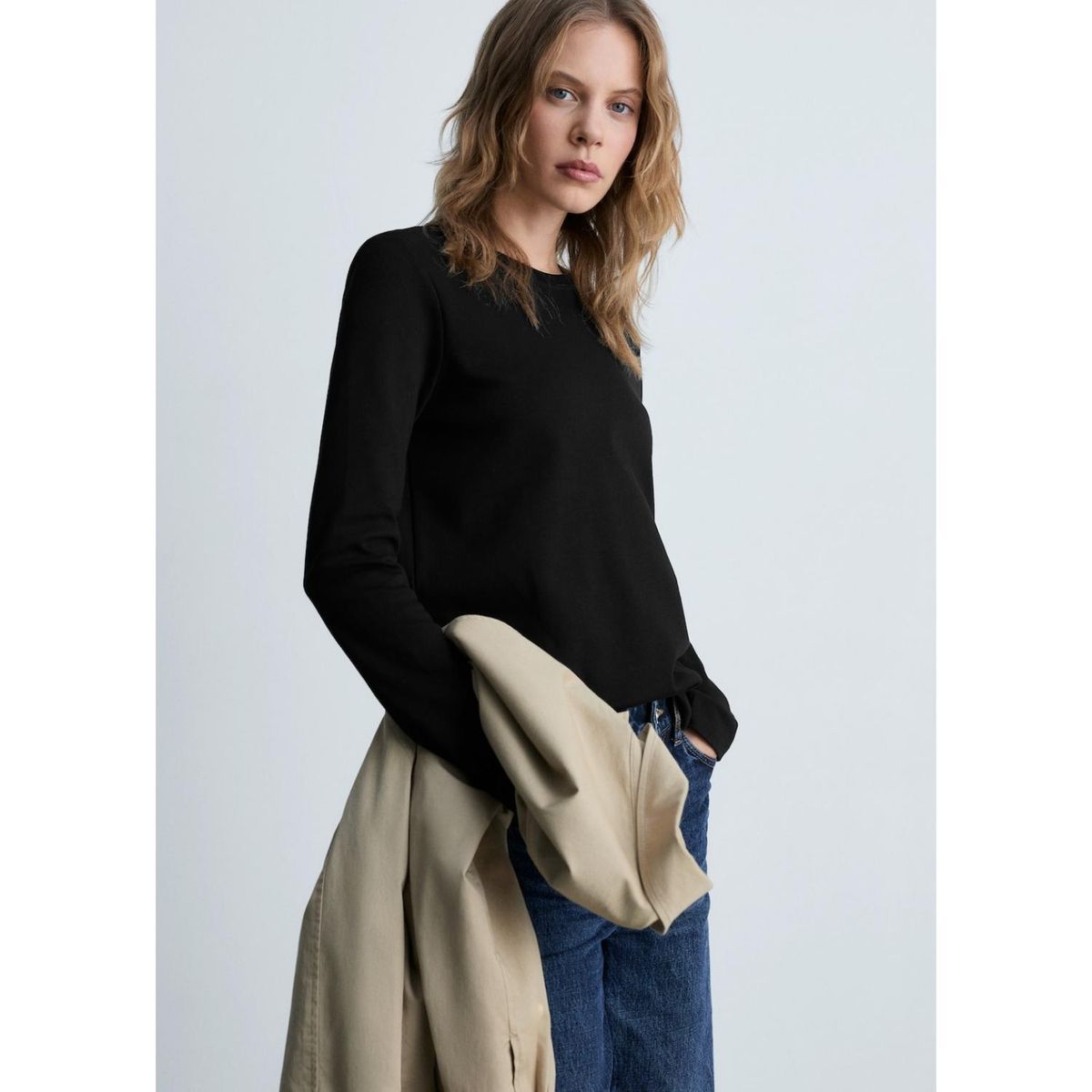 MANGO - Polo Manga Larga 100% Algodón Mujer Mango