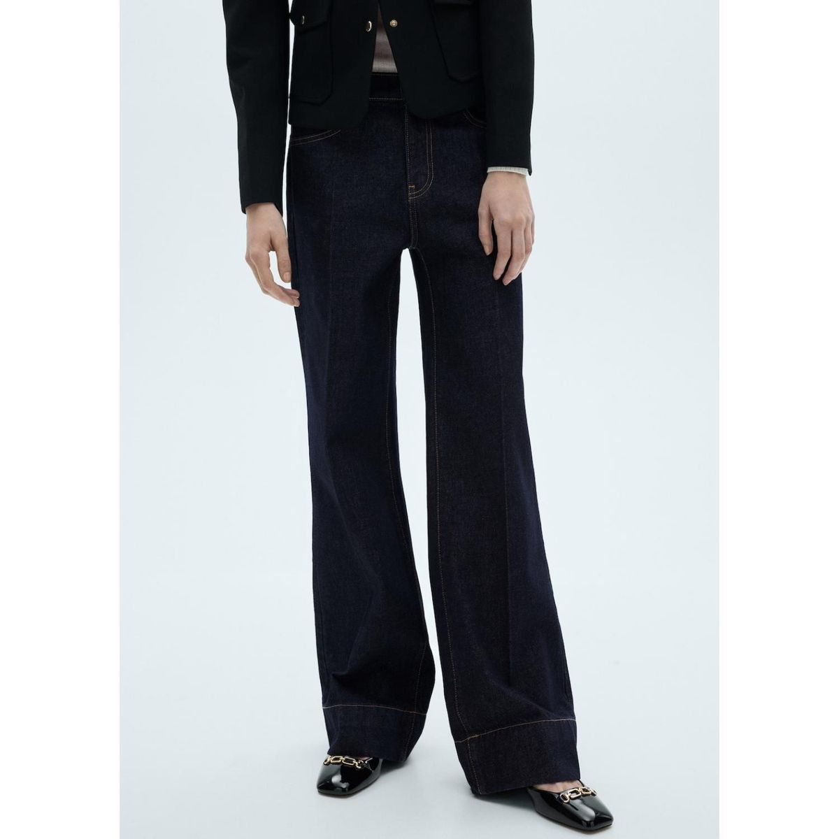 MANGO - Jean Wide 100% Algodón Mujer Mango