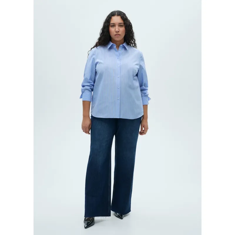 MANGO - Camisa Manga Larga Algodón Mujer Mango
