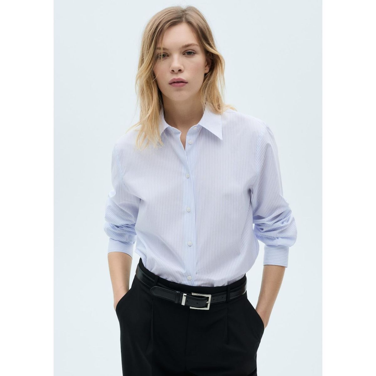 MANGO - Camisa Manga Larga Algodón Mujer Mango