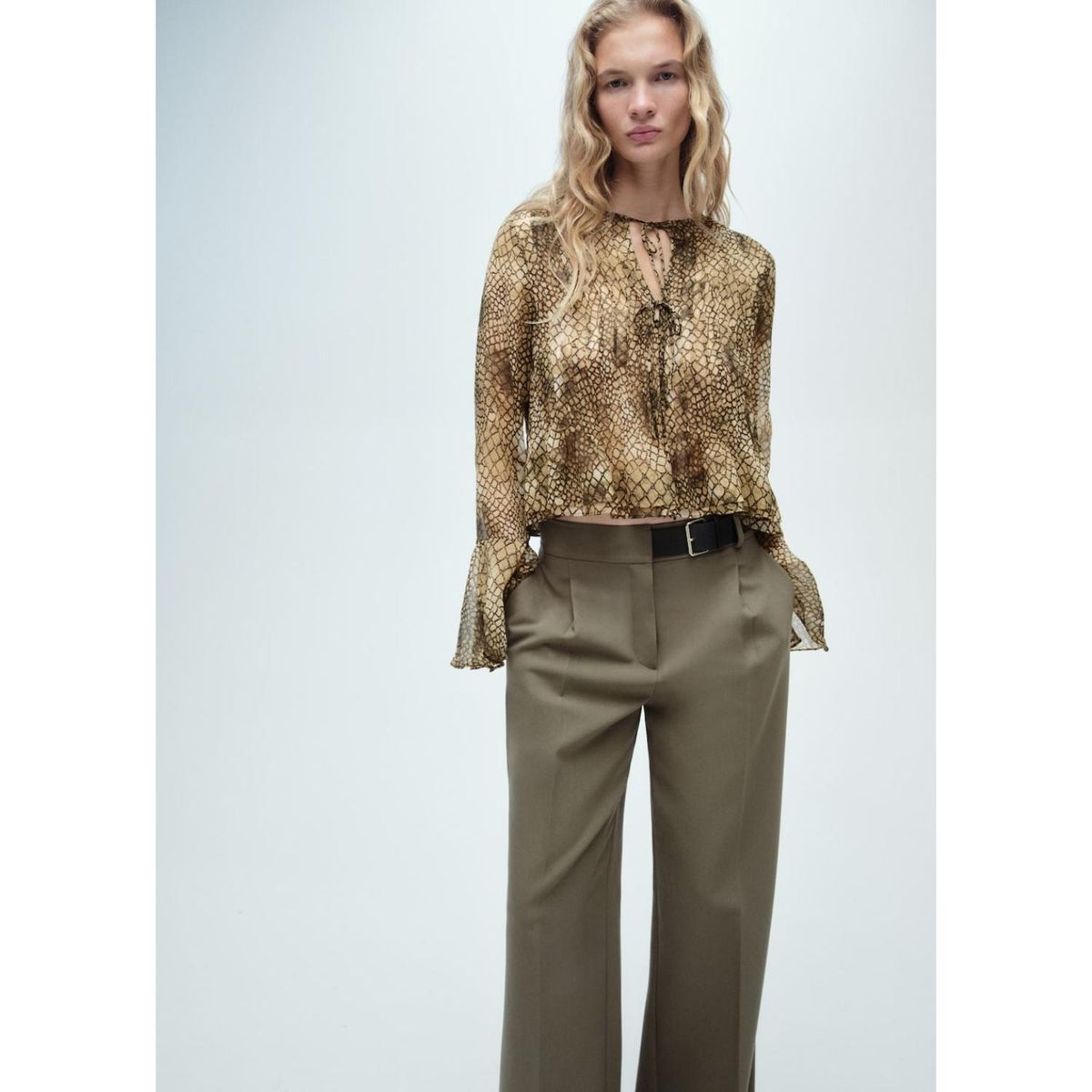 MANGO - Blusa Manga Larga Casual Mujer Mango