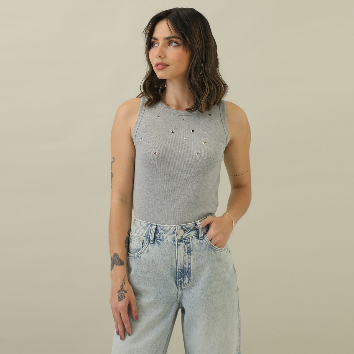 DENIMLAB - Top Sin Mangas Algodón Mujer Denimlab