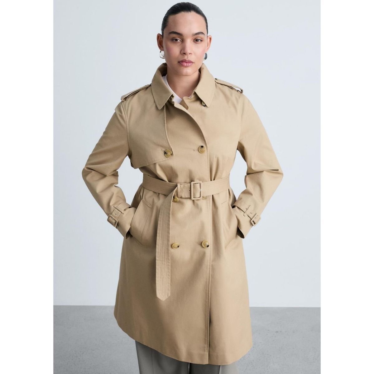 MANGO - Abrigo 100% Algodón Mujer Mango