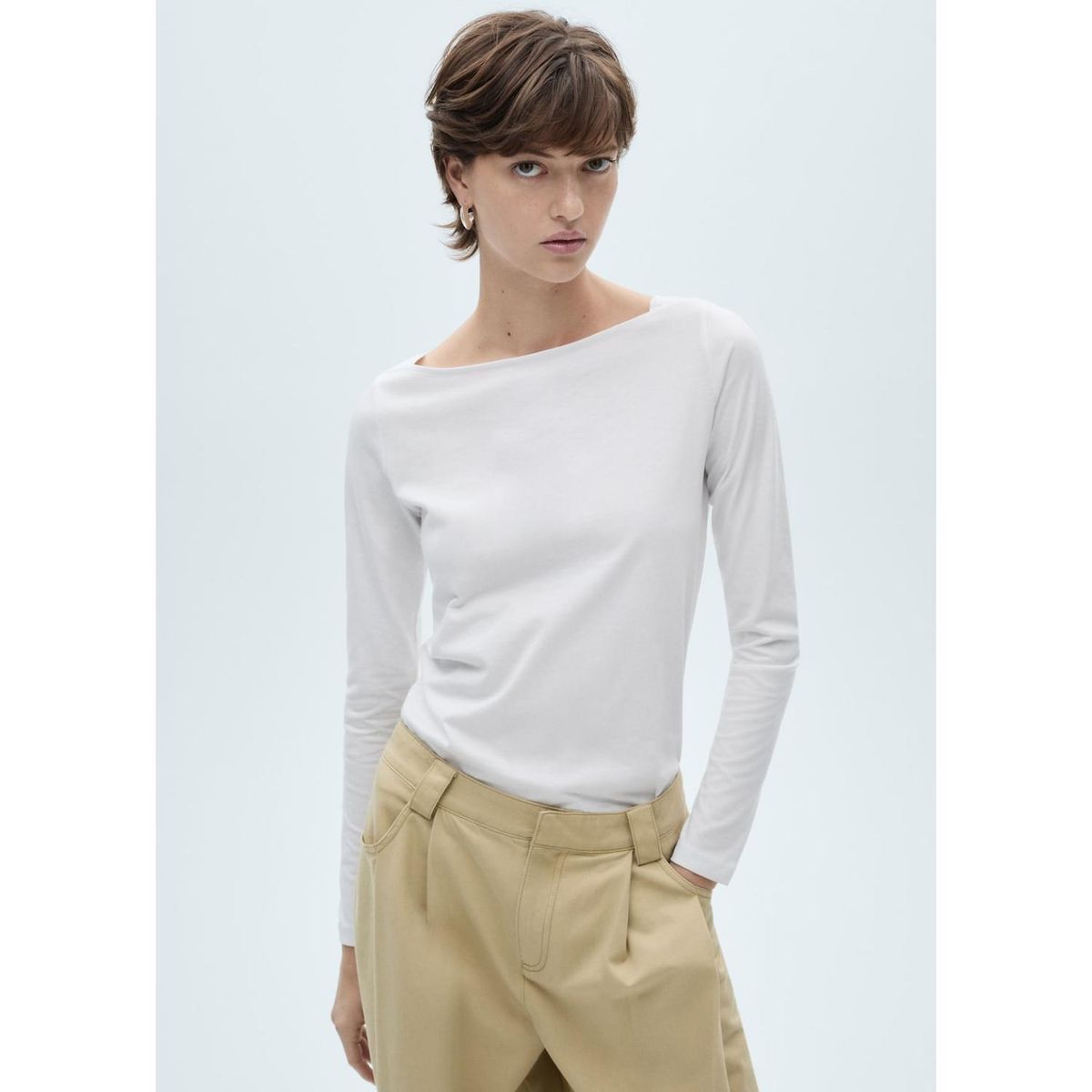 MANGO - Polo Manga Larga 100% Algodón Mujer Mango