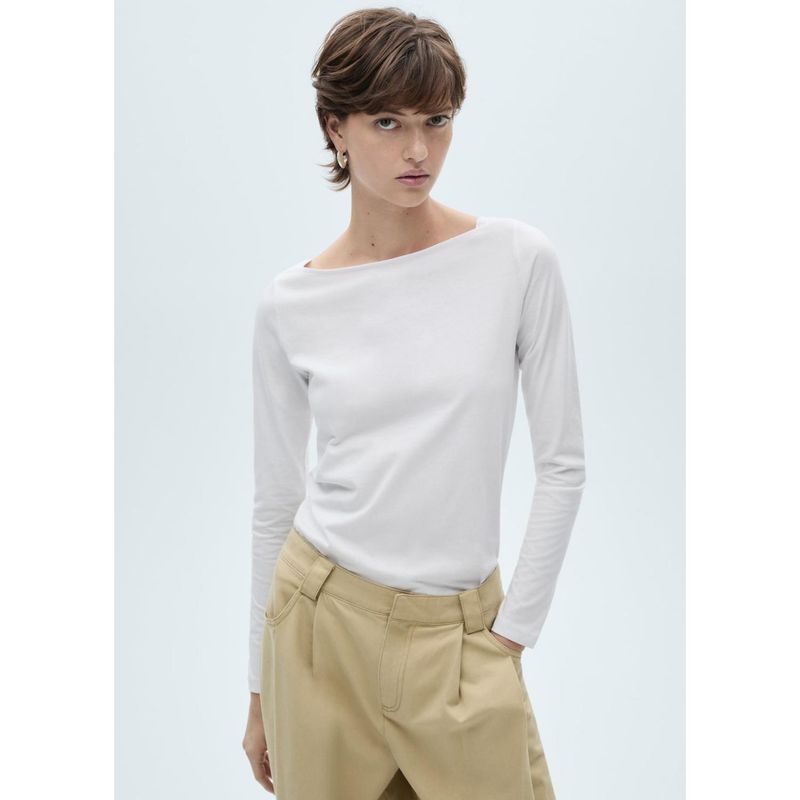 MANGO - Polo Manga Larga 100% Algodón Mujer Mango