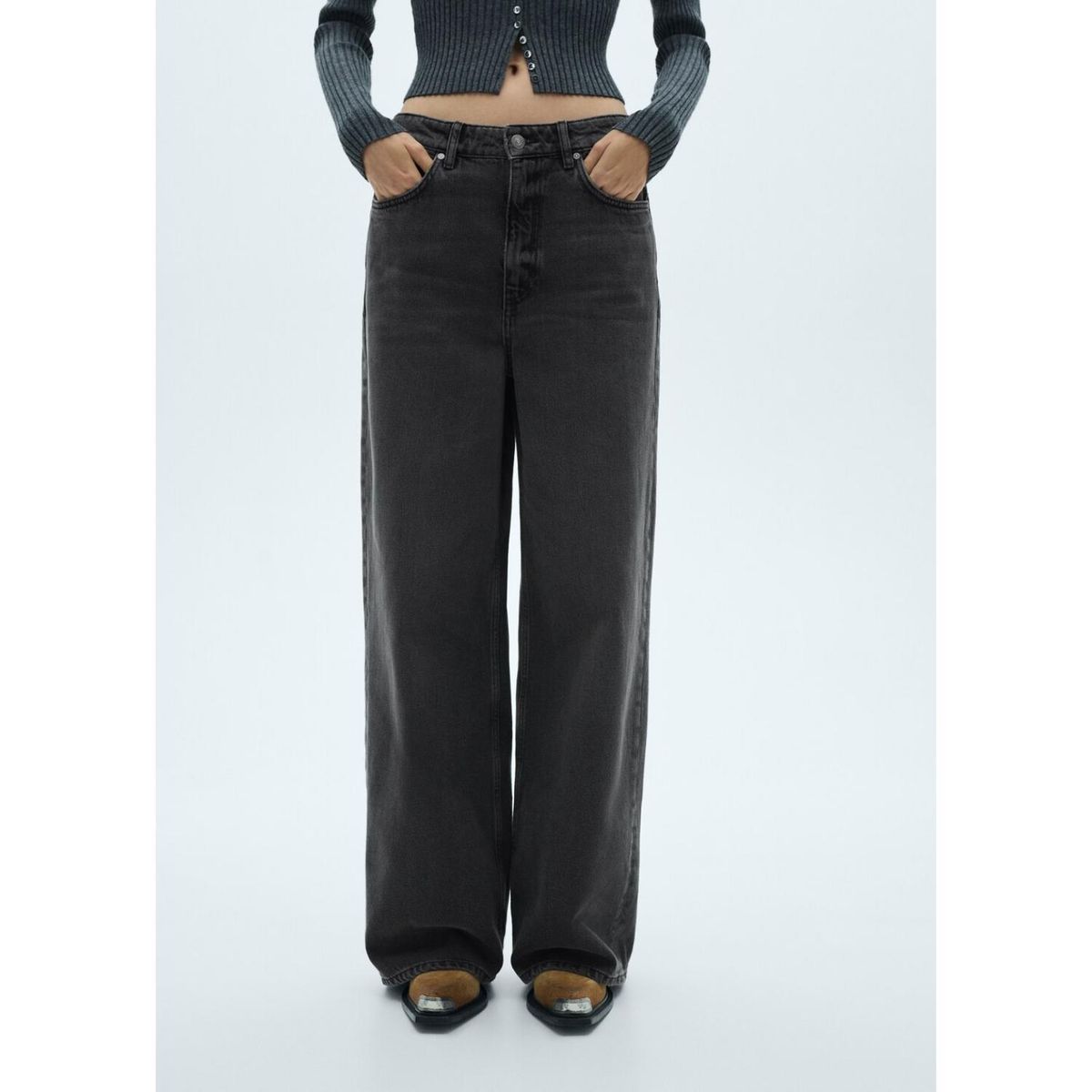 MANGO - Jean Wide Leg Tiro Alto Mujer Mango