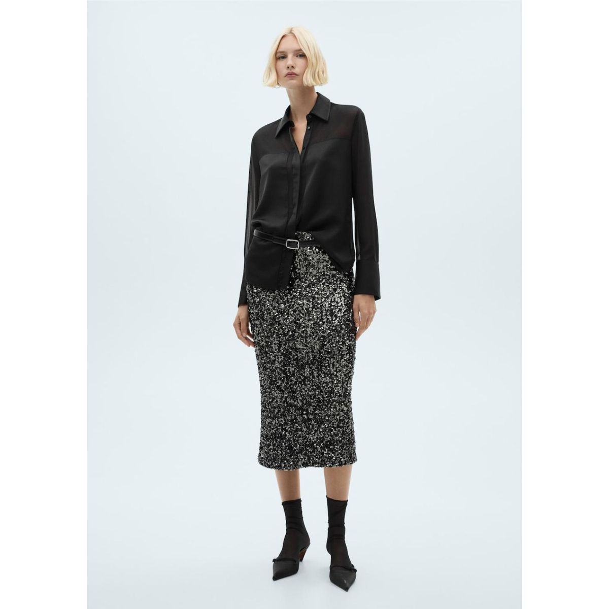 MANGO - Camisa Manga Larga Casual Mujer Mango