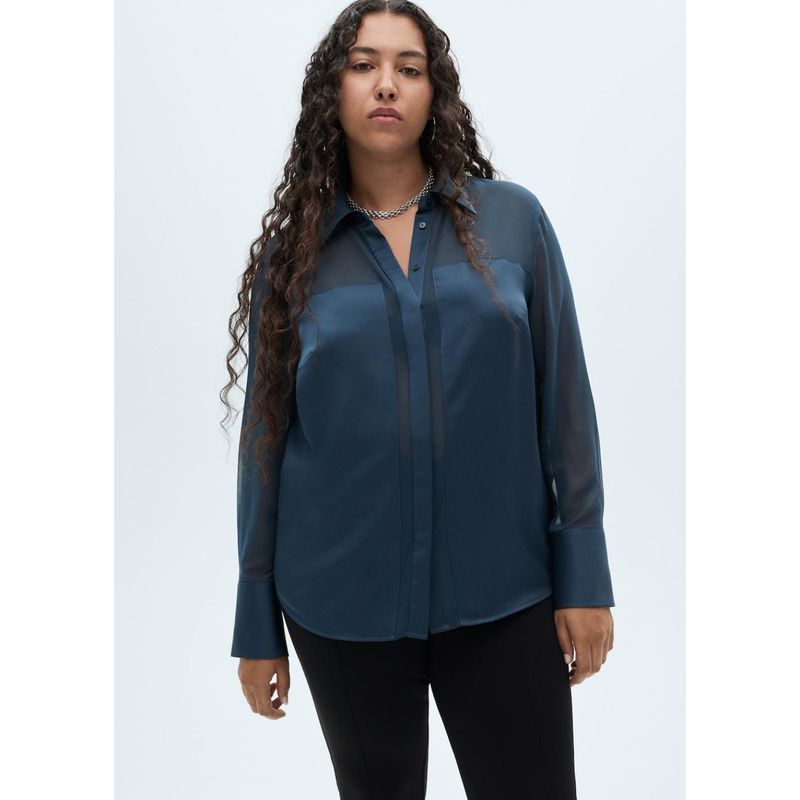 MANGO - Camisa Manga Larga Casual Mujer Mango