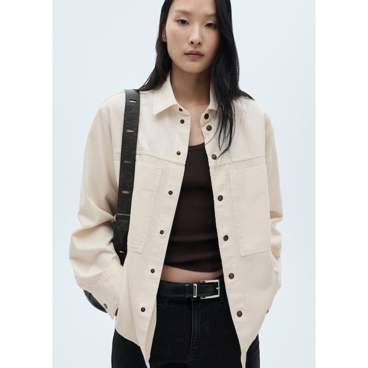 MANGO - Camisa Manga Larga 100% Algodón Mujer Mango