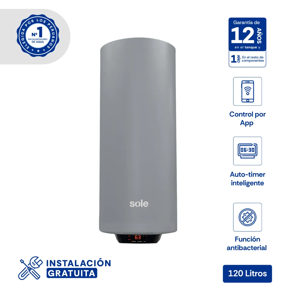 SOLE - Terma Sole Genius Wifi 120 Litros C/acc