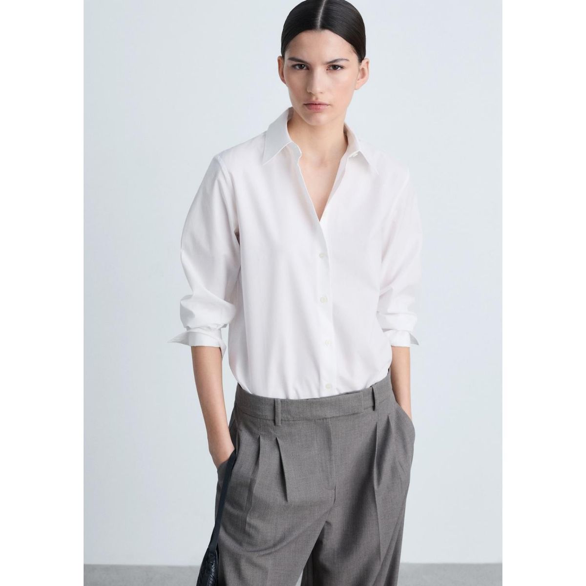 MANGO - Camisa Manga Larga Algodón Mujer Mango