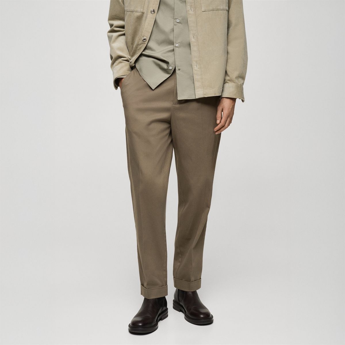 MANGO - Pantalón Pinzas Regular Fit Algodón Hombre Mango