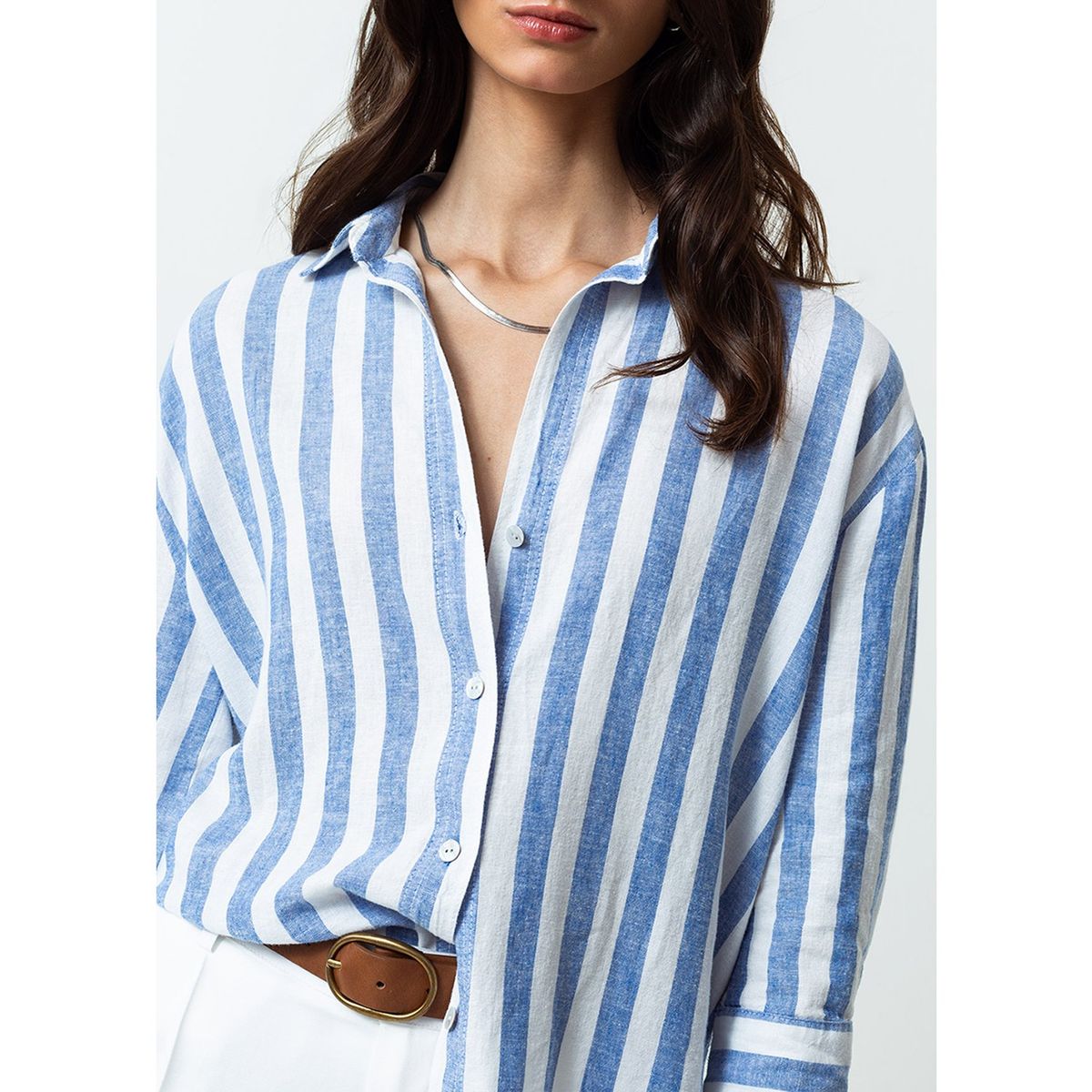 NAF NAF - Blusa Manga Larga Lino Mujer Naf Naf