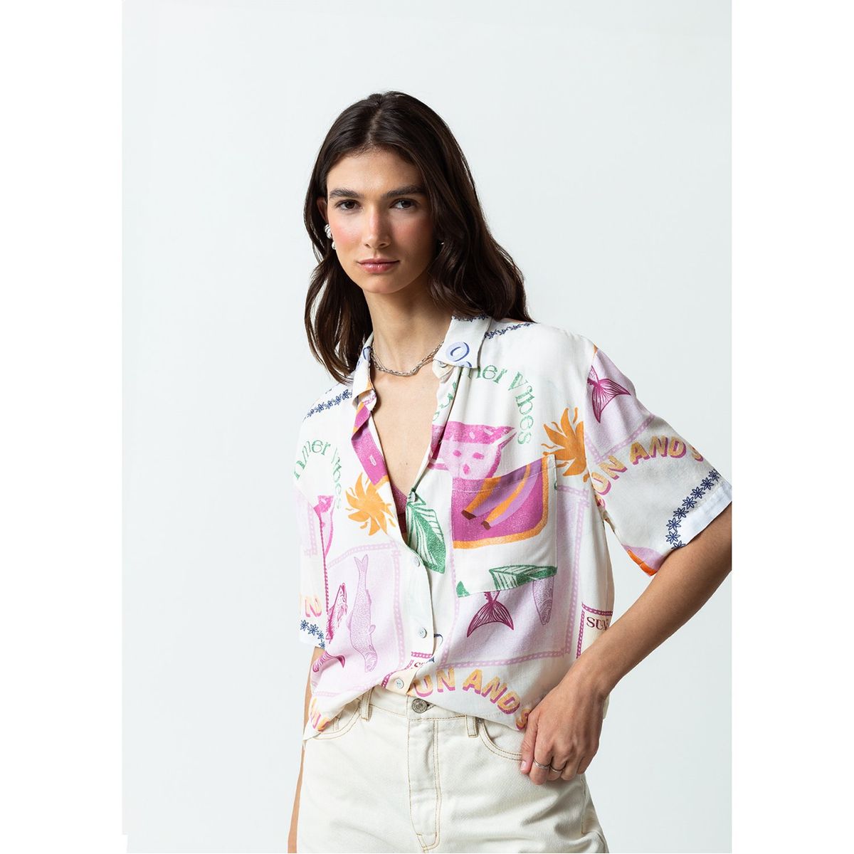 NAF NAF - Blusa Manga Corta Casual Mujer Naf Naf