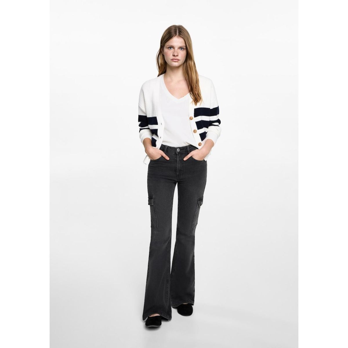 MANGO TEEN - Jean Flare Tiro Alto Mujer Mango Teen