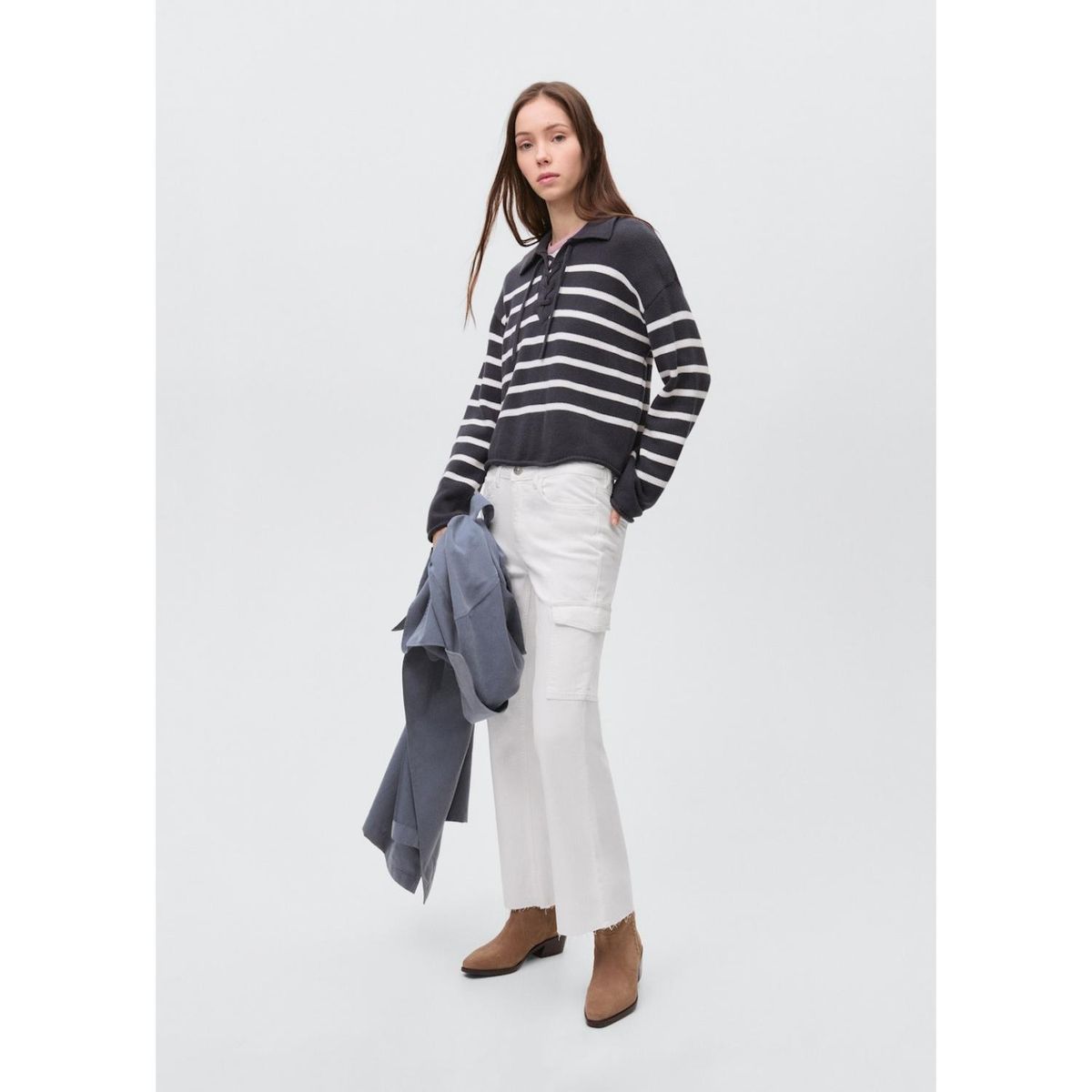 MANGO TEEN - Jean Cargo Tiro Alto Mujer Mango Teen.