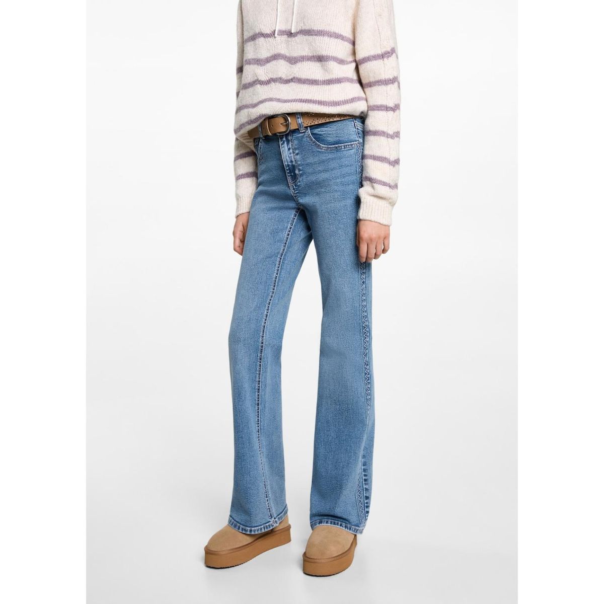 MANGO TEEN - Jean Straight Tiro Alto Mujer Mango Teen