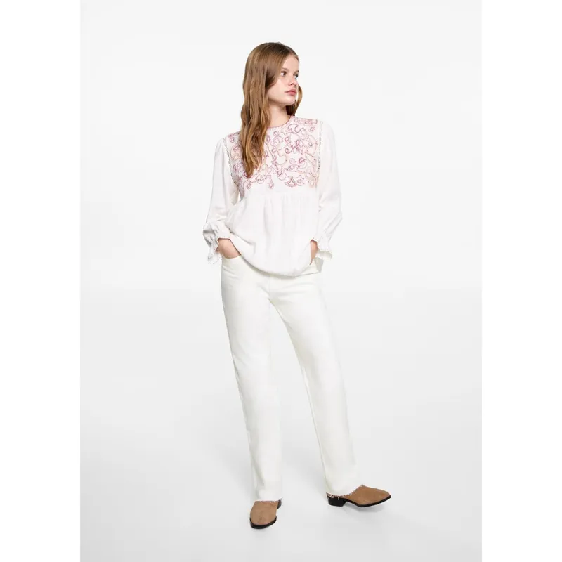 MANGO TEEN - Jean Straight Tiro Alto Mujer Mango Teen