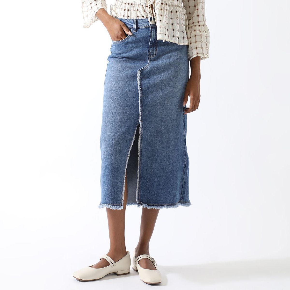 BASEMENT - Falda Larga Algodón Mujer Basement