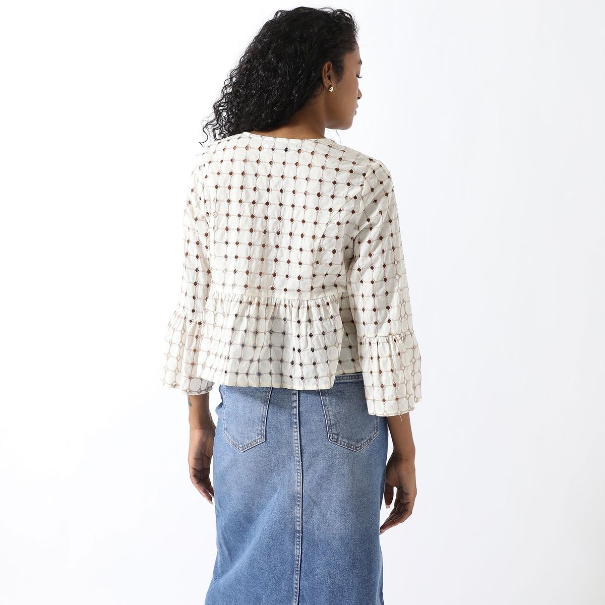 BASEMENT - Blusa Manga Larga 100% Algodón Mujer Basement