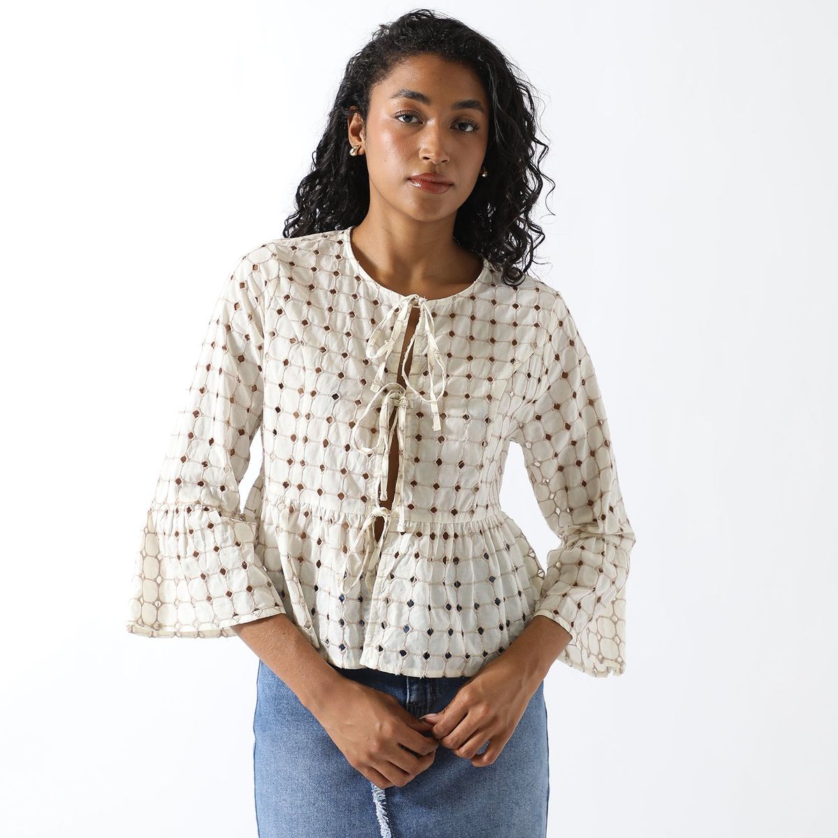 BASEMENT - Blusa Manga Larga 100% Algodón Mujer Basement