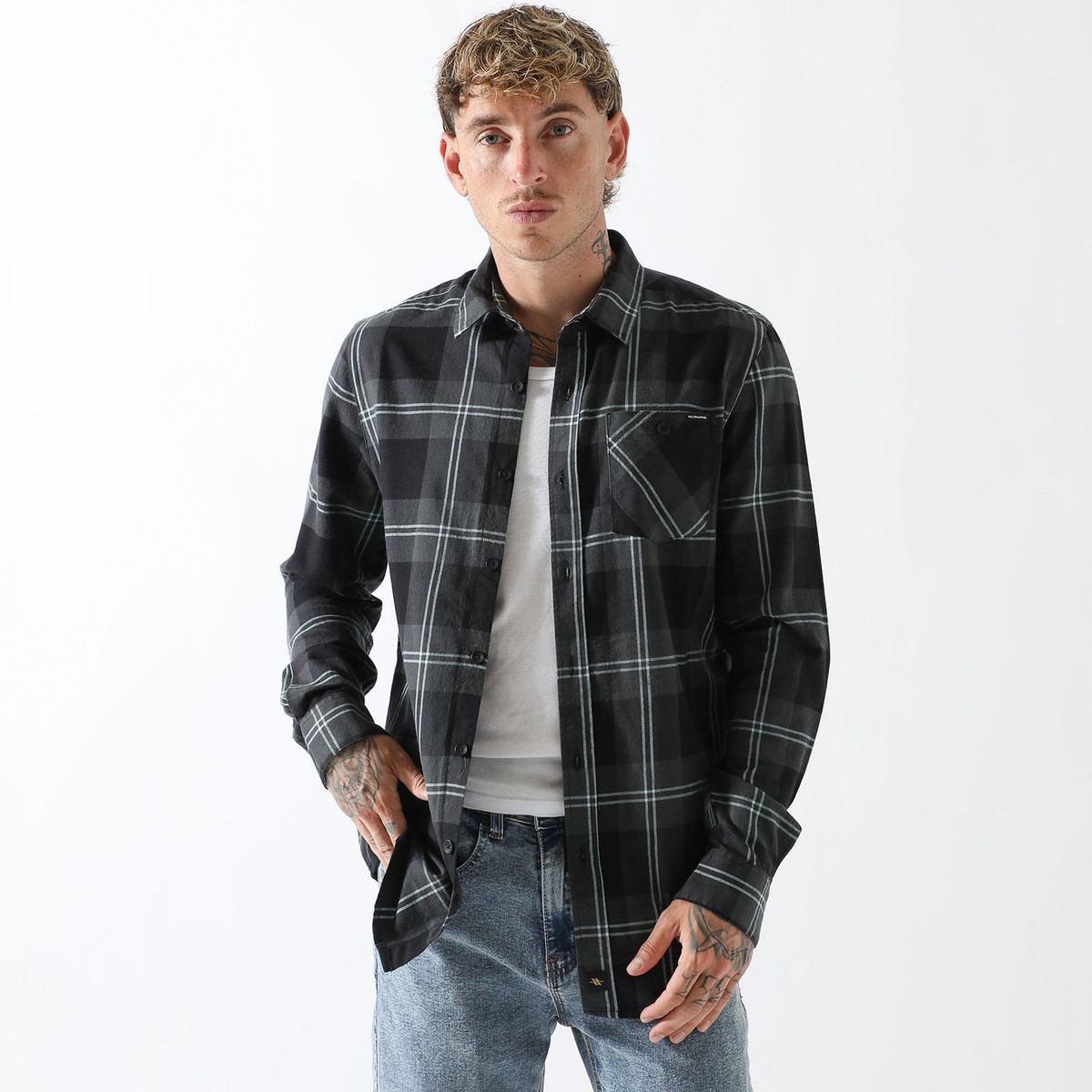 HUNTINGTON - Camisa Manga Larga 100% Algodón Hombre Huntington