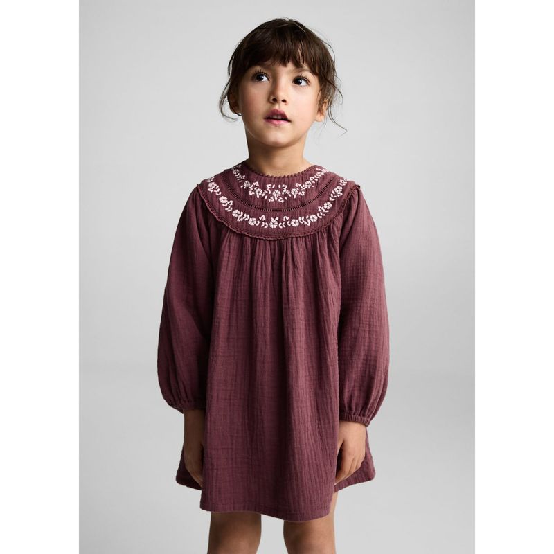 MANGO KIDS - Vestido Bebé Niña Manga Larga Algodón Mango Kids