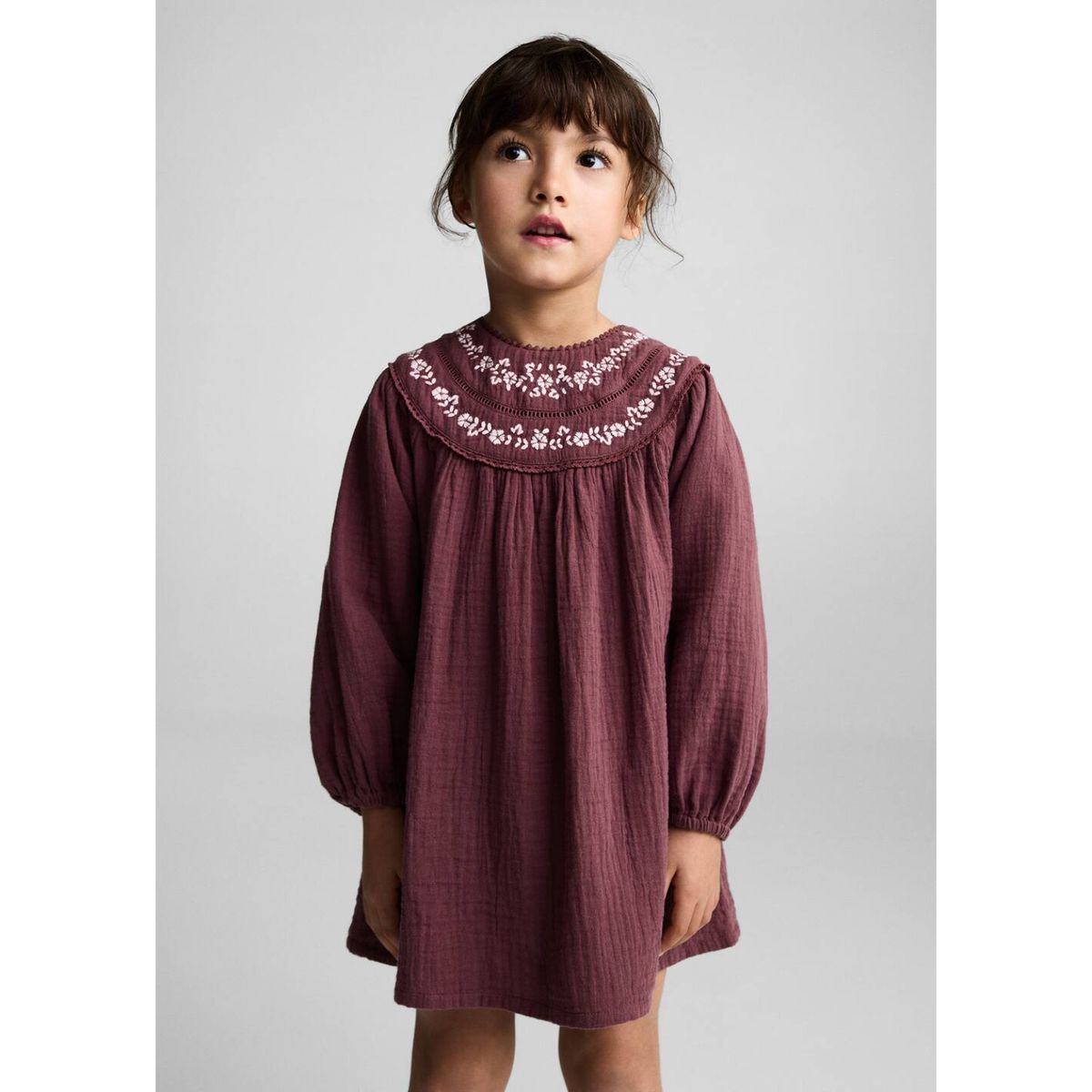 MANGO KIDS - Vestido Bebé Niña Manga Larga Algodón Mango Kids