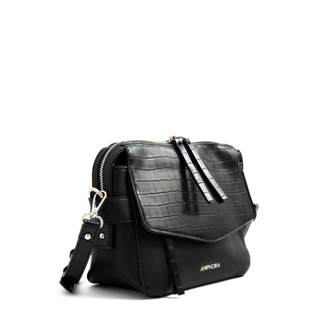 AMPHORA - Crossbody Amphora Celeci Negro Y Textura