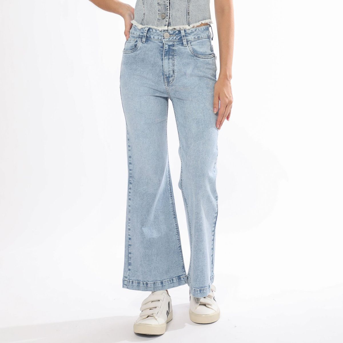 SYBILLA - Jean Cropped Flare Algodón Mujer Sybilla