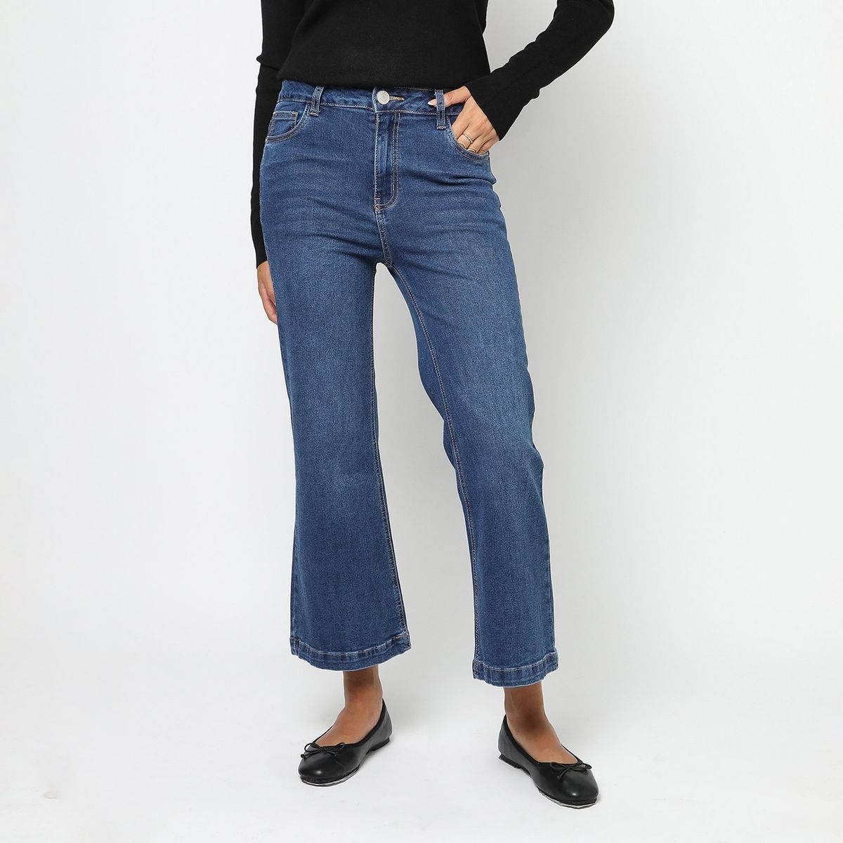 SYBILLA - Jean Cropped Flare Algodón Mujer Sybilla