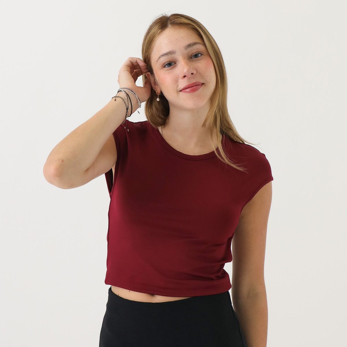 SYBILLA - Top Manga Corta Casual Mujer Sybilla