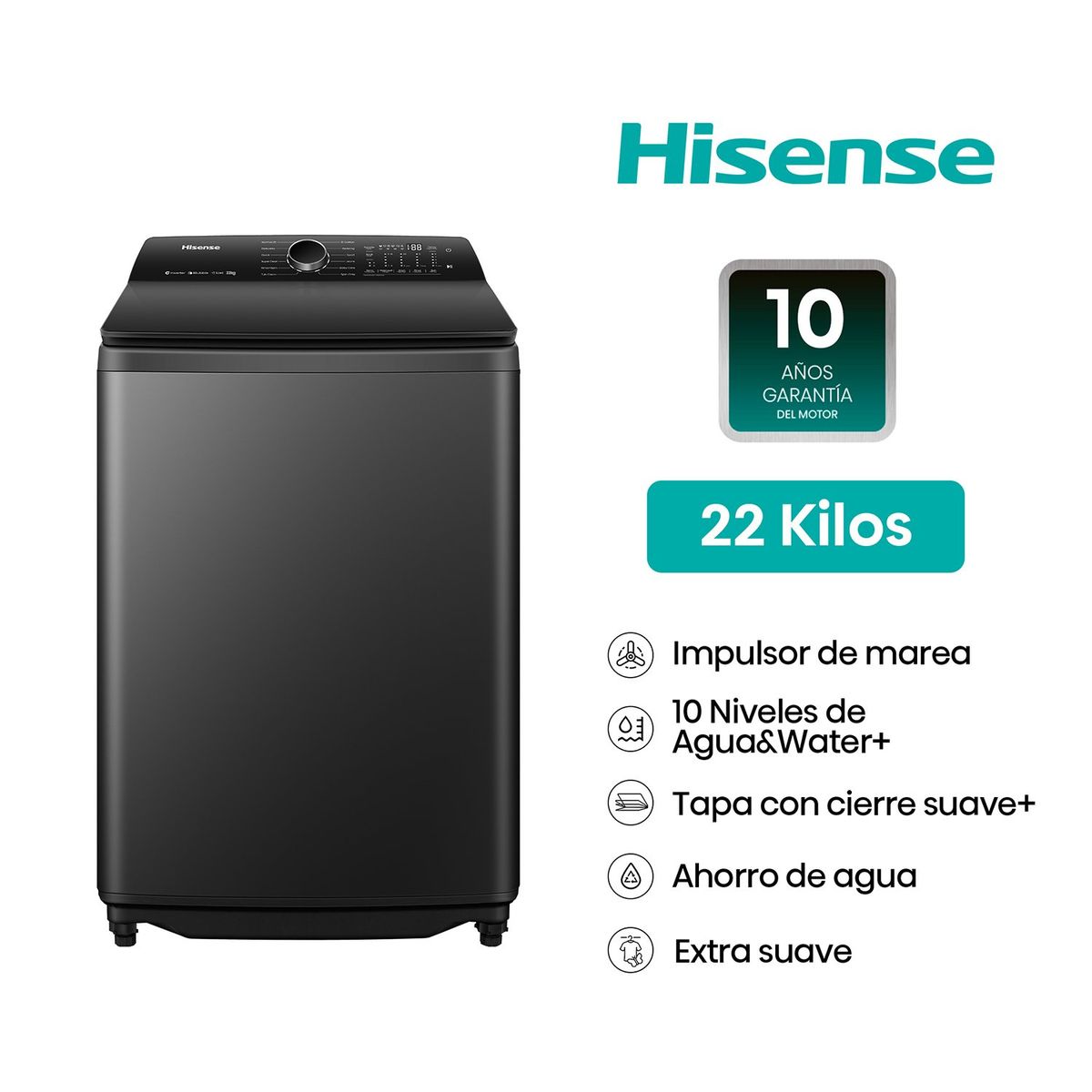 HISENSE - Lavadora Carga Superior 22Kg WT5I2223DB