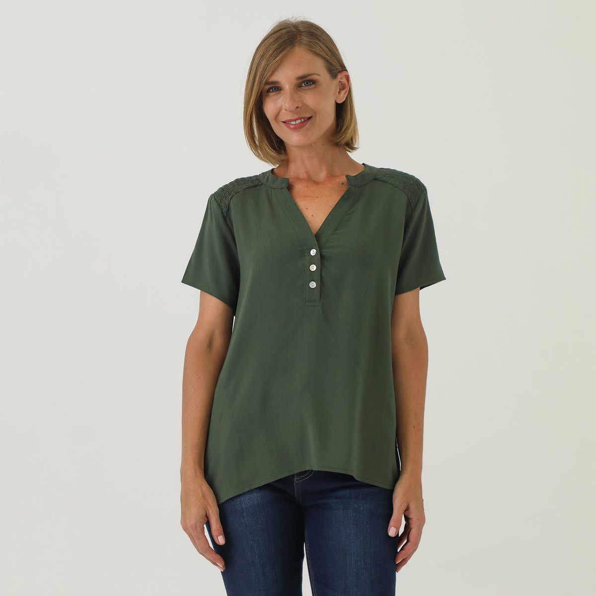 NEWPORT - Blusa Manga Corta Casual Mujer Newport