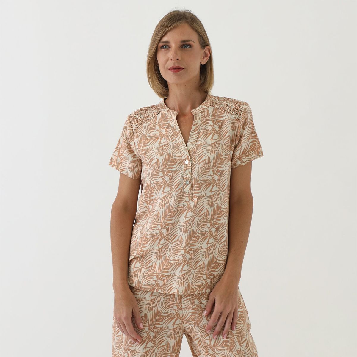 NEWPORT - Blusa Manga Corta Casual Mujer Newport